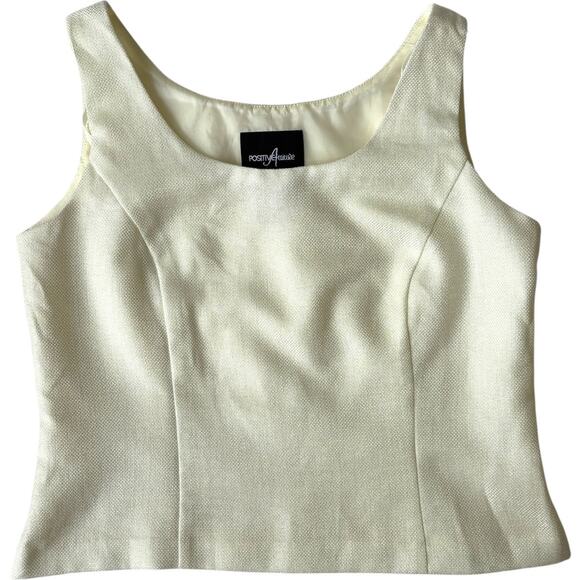 Positive Attitude petite 8 ivory lined shell tank top side zip y2k - Picture 1 of 6